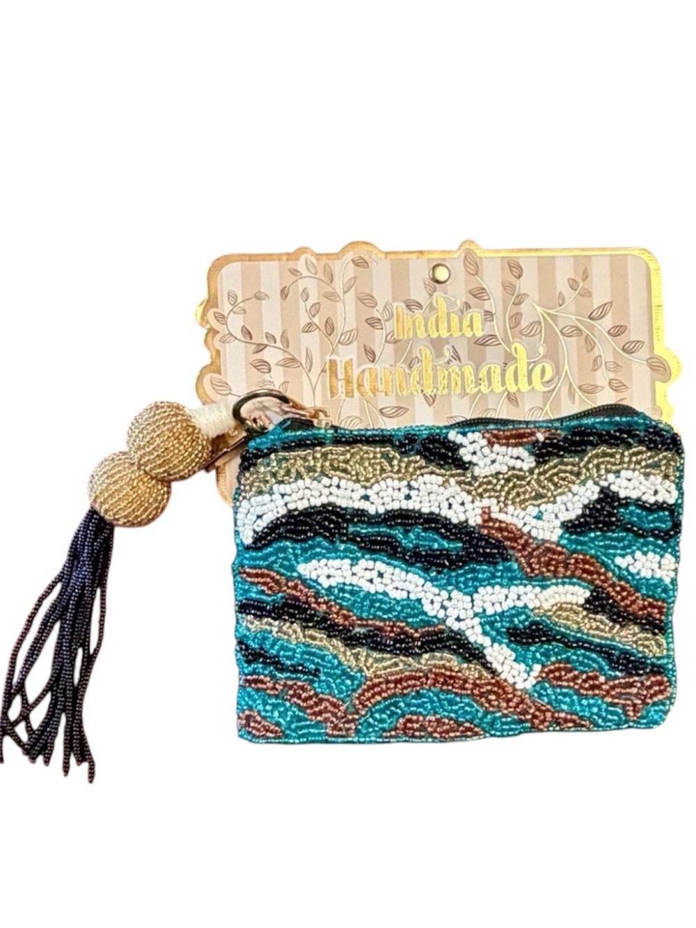 Wandering Moon NWT Handmade in India Beaded Travel Pouch